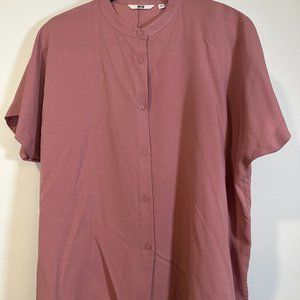 Uniqlo Pink Short-Sleeve Blouse - size M